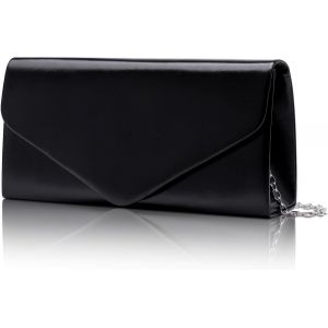 RFCBC-Pochettes et Clutches Femme Cuir, Sac a Main Femme Noir avec Chaîne, Sacoche Bandoulière Élégant, Petit Pochette Soiree Classique pour Mariage, Fete, Boule, Cocktail, Cérémonies, 22x11x5CM - Neuf