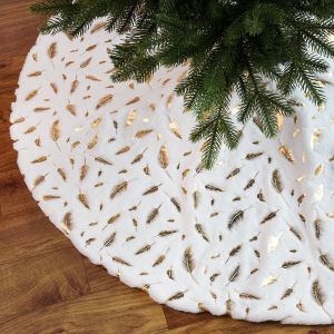 Jupe D'arbre De Noël Blanc, 36 Pouces De Paillettes Or Plume Jupe D'arbre, Noël En Peluche Tapis Pour Les Fêtes De Décorations D'intérieur - Neuf