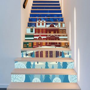 13pcs de No&euml;l en 3D de l'Escalier Autocollants, la Veille de No&euml;l Elk des marches d'un Escalier D&eacute;calcomanies, Imperm&eacute;able &agrave; l'eau de la Famille D&eacute;cor Autocollants - Neuf