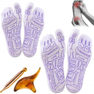 Kal-Lot De 2 Paires De Chaussettes De Réflexologie Plantaire Avec Outils De Massage, Chaussettes D'acupression, Chaussettes De Réflexologie Pour Les Pieds, Massages Pour Homme Et Femme - Neuf