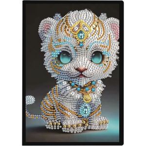 Kalanka-Carnet Diamond Painting Tigre A5 Blanc Carnet Peinture Diamant Carnet De Notes A5 Carnet De Notes Broderie Diamant Carnet De Notes Journal Carnet De Croquis Pour Étudiants Bureau 50 Feuilles - Neuf