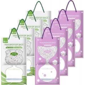 Checarzhn--No1-Sacs De Déshumidificateur Suspendus, 8 Pcs Sachet Anti Humidité Avec Lavande Et Thé Vert, Pour Placard, Voitures, Salles De Bains, Armoires À Chaussures, Avec Effet Anti-Moisissure - Neuf