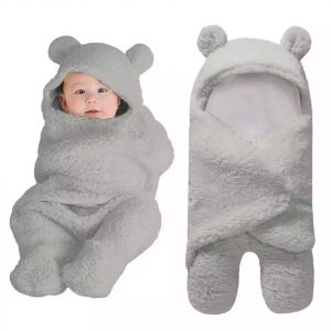 Articles Mignons Pour Bébé : Couvertures D'emmaillotage En Peluche Pour Nouveau-Né, Vêtements Doux Pour Bébé Fille, Gris - Neuf