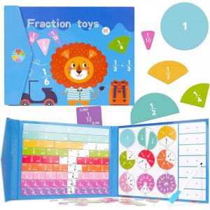 KAL-Montessori Livre De Fractions Magnétique, Puzzle De Fractions, Kits Scientifiques Éducatifs Pour École Primaire, Carreaux De Fractions Magnétiques, Jouets Montessori, Jeux Éducatifs 5 6 7 8 9 Ans - Neuf