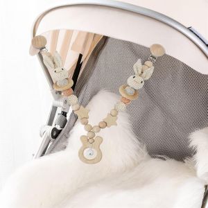 Subzonal-Poussette En Bois Pour B&eacute;b&eacute; - Cha&icirc;ne Pour B&eacute;b&eacute; - Pendentif De Poussette - Accessoire De Poussette - Jouet Pour Gar&ccedil;on Et Fille (Gris) - Neuf