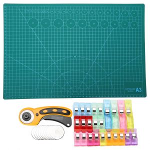 Ensemble de cutter rotatif A3, tapis de decoupe, lames de rechange, pinces a coudre, kit de matelassage combine - Neuf