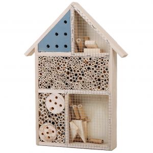 Maison a abeilles 10x14x2 pouces en bois naturel, hotel a abeilles de jardin avec plusieurs chambres stables, maison a papillons decorative a monter soi-meme pour oiseaux, libellules, etc. - Neuf