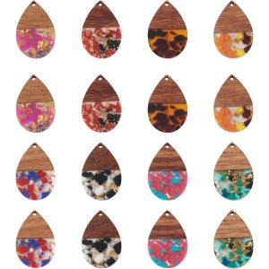 Ytseazn-Pandahall Pendentifs En Bois En Résine Colorés,En Forme De Donut,Rond,Plat,Forme Trapèze,Rectangulaire,Pendentifs Géométriques En Bois Pour Boucles D'oreilles,Fabrication De Bijoux - Neuf