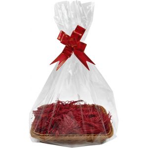 Hamper Kit De Basket Pour Cadeaux, 30 X 20 Cm, Panier, Rubans Pour Emballages Cadeaux, Sacs En Cellophane Et Papier Déchiqueté Pour Décorations De Noël, Fête, Festival Et Célébrations (Rouge) - Neuf