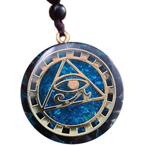 Orgone Obsidienne Noire Oeil D'horus Metatron Cube Pendentifs Colliers,Amulette Talisman Yoga Collier (Cha&icirc;ne R&eacute;glable,Bleu) - Neuf