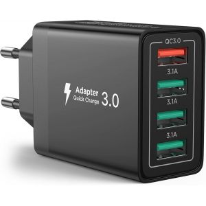 Thef-Prise Usb, Chargeur Usb Multiple 4-Port 40w Chargeur Rapide Iphone Qc3.0 Blochargeur Telephone Pour Iphone 16 15 14 13 12 11 Xr, Samsung Galaxy, Embout Adaptateur Multiprise Secteur Multiusb - Neuf