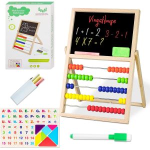 KALANKA-Boulier Règle Calcul Abacus Mathématique, Calculatrice Kids Abacus Counting Frame avec Tableau Noir et Tableau Blanc avec Autocollant Magnétique Jouet éducatif pour Les à partir de 3 Ans - Neuf