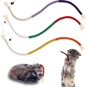 Letnerny-3 Pièces Gouet Chat Interactif Matière En Coton, Jouets Pour Interactif, Grattoir Chats Sûr Et Durable, Pour Chat Interieur Pour Nettoyer Les Dents (Rouge + Violet + Orange) - Neuf
