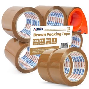 12 X Rouleau Ruban Adhésif D'emballage Brun,48mm X 50m Ruban Transparent Brun Avec Cutter,Carton Pour Le Transport Et Le Déplacement - Neuf