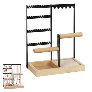 Pr&eacute;sentoir &Agrave; Bijoux En Bois Et Fer Pour Colliers, Bracelets, Boucles D'oreilles Et Bagues - Neuf