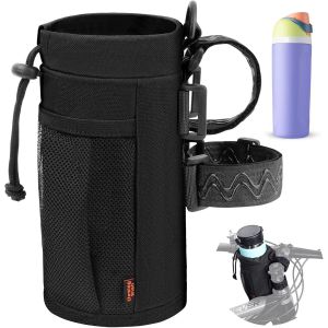 Porte Gourde Velo Sans Vis Bidon Porte Velo Avec Poche En Maille Porte Gourde Vtt Pour Bouteille De V&eacute;lo Guidon Poussette Porte Gourde Randonn&eacute;e Scooters Fauteuil Roulant 591ml Noir - Neuf