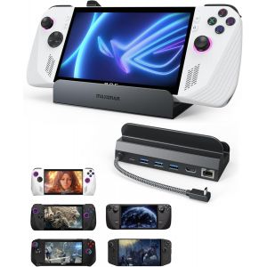 acdsgd-Maxonar Station d'accueil 6 en 1 (Hyper-Grip, HDMI 2.1, 4K @ 120 Hz) pour ASUS ROG Ally X/Steam Deck OLED/Legion Go/MSI Claw avec HDMI 2.1, 3 ports USB-A 3.0, Ethernet 1000 Mbps, charge USB-C 100 W - Neuf