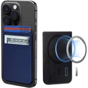 Kal-Porte-Cartes, Magnétique Magsafe Wallet Support Ajustable Pour Iphone 16/15/14/13/ 12 Pro Max Plus, [4 Fentes Cartes], Mag Safe Porte Carte Accessoire Autocollants, Bleu - Neuf