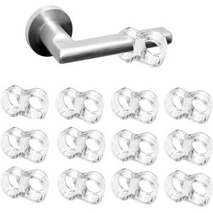 LETNERNY-12 Pi&egrave;ces Butee De Porte, Butoirs De Poign&eacute;e De Porte Tr&egrave;s &Eacute;lastiques, Transparent Butoir De Porte Mural, Poign&eacute;e Et Bumper De Porte En Silicone Anti-Poign&eacute;e De Porte Protection(8-Forme) - Neuf
