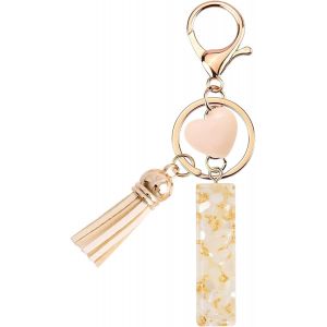 Kal-Porte-Cl&eacute;s Pour Fille - Pendentif En Forme Coeur - Porte-Cl&eacute;s Avec Lettre Porte-Cl&eacute;s Fille Initiale- Cadeau Pour Femme Gland Or Porte Clef Femme - Neuf