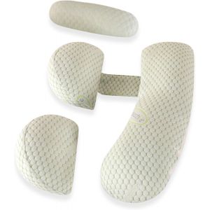 Coussin De Grossesse, Coton Coussin D'allaitement, Oreiller De Grossesse Pour Le Dos, Les Hanches, Les Jambes, Le Ventre Avec Housse En Coton Amovible Pour Femme De Maternité (Haricots Froids-Bleu) - Neuf