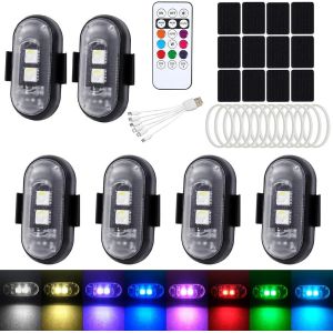 Lampes L-Ed,Flash L-Ed Pour Voiture,Led Pour Voiture Pour L'&eacute;clairage Int&eacute;rieur,Lamp-E De Vol Avec T&eacute;l&eacute;commande,Lampes L-Ed Pour Moto, Drone (6 Pi&egrave;ces) - Neuf