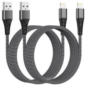 TRAHOO-C&acirc;ble iPhone [3M/Lot de 2], Cable Chargeur iPhone Certifi&eacute; MFi, Nylon C&acirc;ble Lightning pour Apple iPhone 14 13 12 11 Pro Max XS XR 8 7 6 iPad - Neuf
