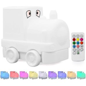 Veilleuse Enfant Lampe Train Lampe De Chevet En Silicone Souple 9 Couleurs T&eacute;l&eacute;commande Led Veilleuse - Neuf