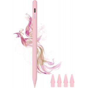 Stylet pour iPad 2018-2024 - Charge rapide USB C avec Palm Rejection - Compatible avec iPad 6/7/8/9/10th, Air 3/4/5th, Mini 5/6th, Pro 11""/12,9"" - Rose - Neuf