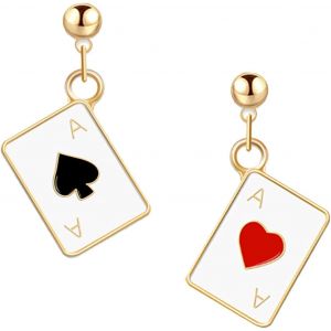 Boucles D'oreilles Poker Plaqu&eacute; Or Cartes &Agrave; Jouer Motif Boucles D'oreilles Cadeau De Bijoux Uniques Et Dr&ocirc;les Pour Les Femmes - Neuf