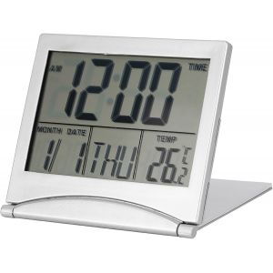 KAL-2 Pièces Réveil Numérique De Voyage, Horloge De Bureau Numérique Pliable Petite Horloge De Bureau Horloge À Piles Avec Calendrier De Température Snooze - Neuf