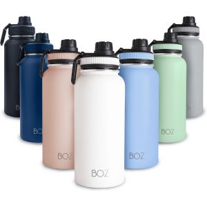 Gourde Isotherme En Acier Inoxydable 1l,Sans Bpa,Isolation Sous Vide|Gourde Inox Avec Couvercle Anti Germe,Bouteille D'eau 1 Litre Pour Bureau,Sport,Voiture,Randonnée,Salle De Gym (Blanc) - Neuf