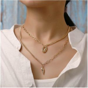 Kal-Collier De Cauris Boho, Collier De Coquillages, Collier Ras Du Cou, Collier De Cauris En Couches, Colliers De Conques En Or, Colliers De Trombones Vintage, Bijoux De Chaîne Pour Femmes - Neuf