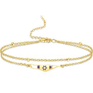 Kalsw-Israël Palestine Carte Bracelet Pour Femmes Hommes En Acier Inoxydable Étoile De David Bracelet Réglable Israël Palestine Lien Bracelets Magen David Bijoux Juifs - Neuf