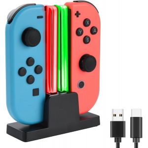 Controller Charger Compatible with Nintendo Switch&Switch OLED for JoyCon Portable JoyCon Support Switch Controller with LED Indicator Charging Station for Controllers with 3.3ft USB C Cable - Neuf