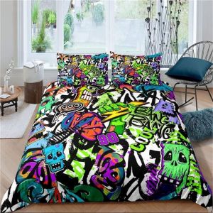 Housse De Couette Imprim&iquest;&iquest;E En D Graffiti Style Hip-Hop Soft Respirant S&iquest;&iquest;Rie Microfibre Literie - Housse De Couette Et Taie D'oreiller Xcm (Hip-Ho - Neuf