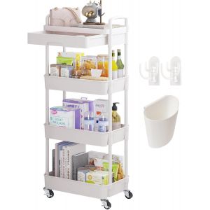 Ulteronixshop-3/4 Niveaux Chariot de Rangement &agrave; roulettes Tiroir Etagere de Rangement Desserte Cuisine Rangement Salle Desserte de Bain Plastique Chariot Dessertes &agrave; roulettes - Neuf