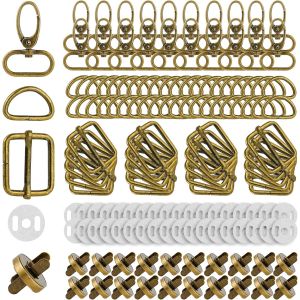 MEVRONISSHOP-140 Pi&egrave;ces Mousqueton Sac A Main,Pivotant Snap Crochets,Boucle Sangle&iquest;Anneaux de D,Boucle en M&eacute;tal Tri-Glide,Mousqueton Pivotant Couture avec Aimant Accessoire Couture - Neuf