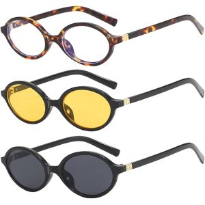 Asas-3 Pièces Lunettes De Soleil Set Vintage,Retro Trendy 90's Lunettes De Fête Pour Femmes,Rétro Lunette De Soleil Pour Voyager - Neuf