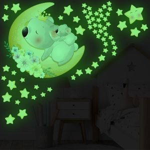 Koala Lune Étoile Lumineux Autocollant Mural Dessin Animé Animaux Chambre D'enfants Chambre Chambre Décoratif Sticker Mural - Neuf