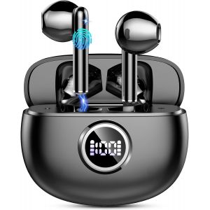 HLJHJ-Ecouteurs Bluetooth sans Fil, Écouteurs Bluetooth 5.3, Casque B luetooth HiFi Stéréo, Ecouteurs sans Fil ENC Antibruit Mic, 40H Oreillette B luetooth avec Écran LED, IP7 Étanche pour iOS Androi - Neuf