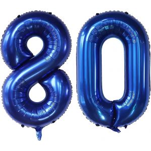SJZG-Ballon G&eacute;ant En Aluminium En Forme De Chiffre Pour D&eacute;coration De F&ecirc;te D'Anniversaire (Bleu Marine-80) - 101,6 Cm - Neuf