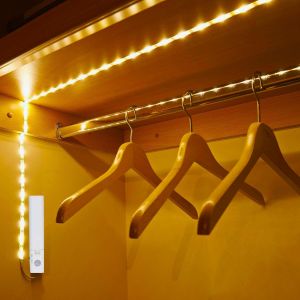 9.8ft Under Cabinet Lighting Motion Sensor Led Strip Closet Lights Battery Operated Counter Bed Safe Stair Led Strip Light For Inside Closet Kitchen Decor Without Electricity Warm White - Neuf