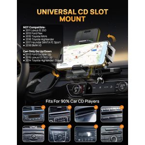 Tianyi-2024 Porte Telephone Voiture Cd, Support T&eacute;l&eacute;phone Voiture Stable Fente Cd, Attache Portable Voiture R&eacute;glable, Support Voiture Telephone Rotatif 360&deg;Universel Pour Iphone Samsung Xiaomi Smartp - Neuf
