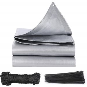 Checarzhn--No1-Bâche De Protection 2x3m, Bâche De Protection Avec ?illets Bâche De Tente Étanche Avec 10 Mètres De Corde Et 100 Attaches-Câbles En Nylon, Convient Pour Les Tentes De Camping - Neuf