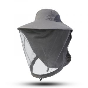 Chapeau Anti-Moustiques Pour La P&ecirc;che, Masque Solaire Anti-Abeilles En Maille, Gris - Neuf