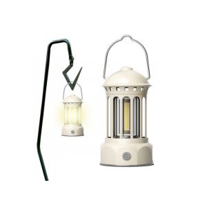 Lanterne Led Portable Rechargeable Pour Camping, 250 Lumens, Résistante À L'eau, Beige, 8,6 X 15,5 Cm - Neuf