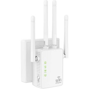 SUBZONAL-R&eacute;p&eacute;teur WiFi, 1200Mbps Double Bande 2.4G/5G Extension Wi-FI, 4 Antenne Amplificateur Wi-FI, Internet Enhancer pour Le Bureau et la Maison - 2 Port Ethernet Am&eacute;liorer Le Signal r&eacute;seau - Neuf