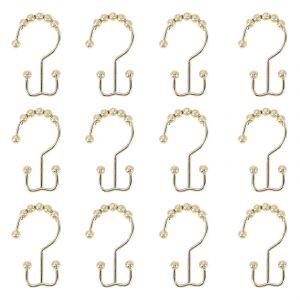 Ensemble de 12 anneaux de rideau de douche,double glissement antirouille en acier inoxydable avec huit rideaux de salle de bain - Neuf