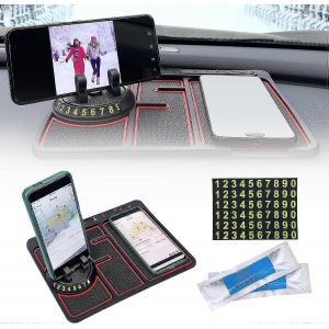 Tapis Antid&eacute;rapant 4 En 1 Tableau De Bord Accessoire Tapis Support De T&eacute;l&eacute;phone Portable Tapis De Tableau De Bord De Voiture 360rotation Fonction Plaque D'immatriculation - Neuf